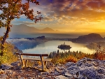 View of lake Bled in autumn