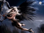 Dark Angel Playing Her Harp in the Moonlight