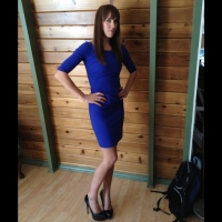 Melanie modeling blue dress