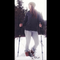 Andrea on snowshoes
