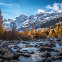 Fall in the Swiss Alps. Morteratsch, Switzerland