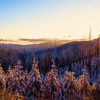 First snowfall in the Klamath Mountains, Oregon
