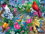 Birds and flowers