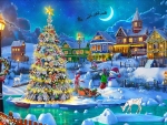 Snow Scene in Christmas