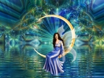 Fairy on water moon