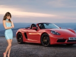 Riley Reid Posing with a Porsche Boxster