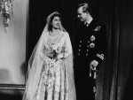 HRH The Princess Elizabeth with HRH The Prince Phillip on their wedding day
