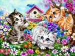 Birdhouse and Kittens