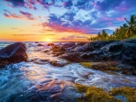 Sunset on the Kona coast of the Big Island of Hawaii