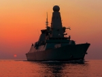 HMS_Dragon-at-Sunset  TYPE 45 DDG WORLD OF WARSHIPS