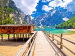 Braies lake in Dolomites, South Tyrol