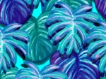 Blue tropical leaves art