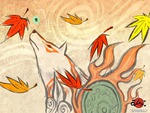 ÅŒkami å¤§ç¥ž Amaterasu among leafs