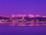 Anchorage, Alaska Skyline in the Evening