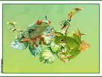 FROGS ON LEAVES