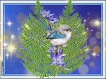 BIRD AND FERN LEAVES