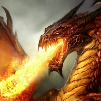 Dragon Fire Breathing Blast Of Flames From Giant Dragon