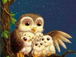 Mama Owl and Owlets