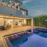 Pool home at twilight