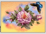 ROSES AND BUTTERFLY