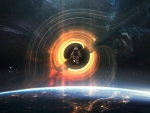 Astronaut looking at a blackhole