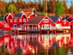 Reflections of red houses