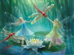 Fairy dancing with dragonflies