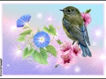 LITTLE BIRD AND FLOWERS