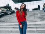 Natalia Chuiko in a Red Sweater