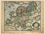 Old map of Europe, printed in 1587