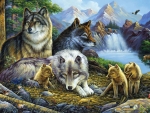 Wolves At The Waterfall