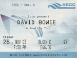 Ticket Stub - David Bowie At Glasgow, Scotland (November 2003)