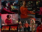 Nichelle Nichols and Kim Stinger as Lt. Uhura