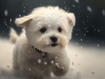 Puppy running in the snow