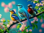 Cute little spring birds