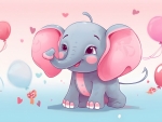 Baby Elephant and Balloons