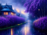 Purple rainy evening