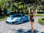 Melisa Mendiny Posing with a Ferrari 488 Pista