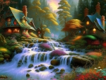 Cottage _ cascading waterfall