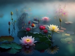 Water Lily and lotus flowers