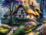 Tudor style thatched cottages