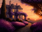 Lavender garden at sunset