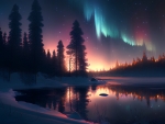 Northern lights over the lake