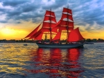 Red Sails At Sunset