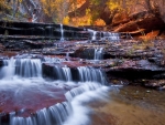Waterfall in Autumn Forest