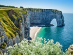 White Chalk Cliff And Arch Etretat Normandy France