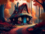 Cottage in autumn forest