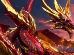 Maroon And Gold Dragon