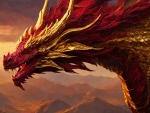 Maroon And Gold Dragon