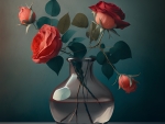 Still life with red roses
